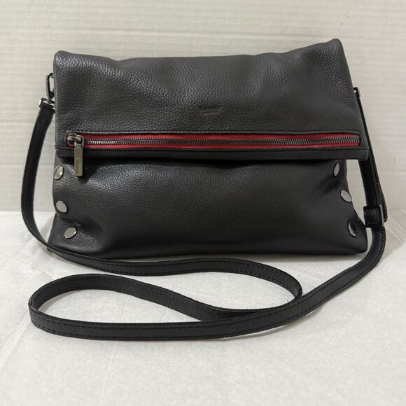 Hammitt VIP Large/Medium Leather Black/Gunmetal R-Zip Crossbody Convertible - Picture 1 of 15